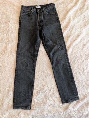 Agolde High-Rise Slim Straight Jeans in Washed Black 26